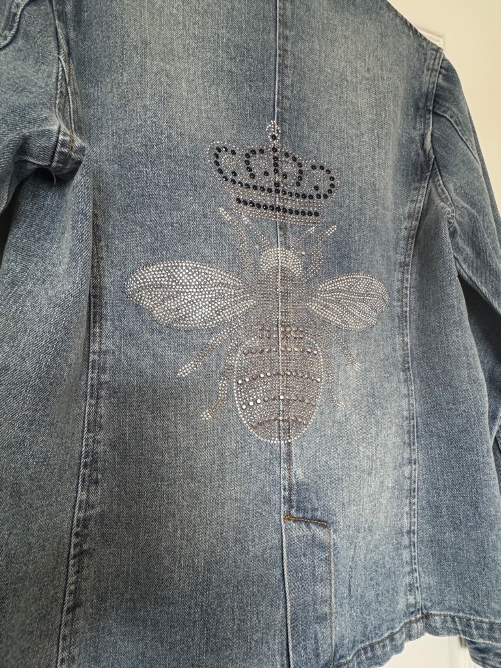 Hipchik Couture Denim Jacket/Blazer with Crystal Bee & Crown Bling - Picture 3 of 7